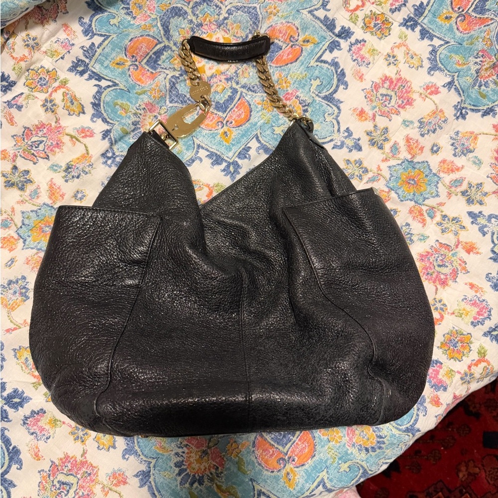 Jimmy Choo Black Leather Hobo with Gold Chain Strap